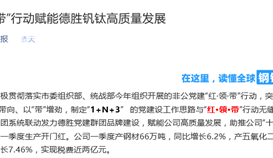 《天下金属导报》民众号：“红?领?带”行动赋能4166am金沙信心之选钒钛高质量生长