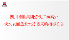 4166am金沙信心之选集团炼铁厂3#高炉 软水外貌蒸发空冷器招标通告